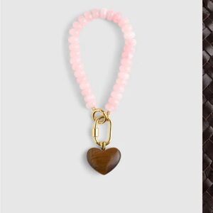 BRAND NEW MADEWELL: Pink Beaded Bag Charm  with Heart Charm (2 available!)